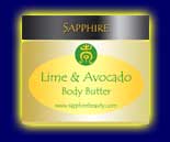 Lime and Avocado Body Butter part of the natural skin care range from Sapphire Natural Beauty
